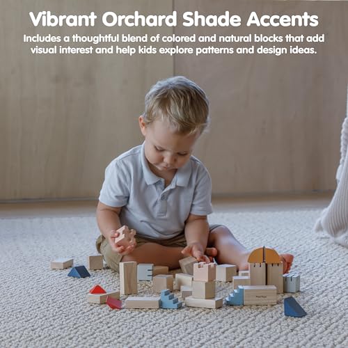 Image of PlanToys Creative Blocks Wooden Montessori Building and Imagination Toy in Orchard Shade | Fine Motor, Spatial Reasoning and Early STEM Learning Activity | Eco Friendly Open Ended Play Set