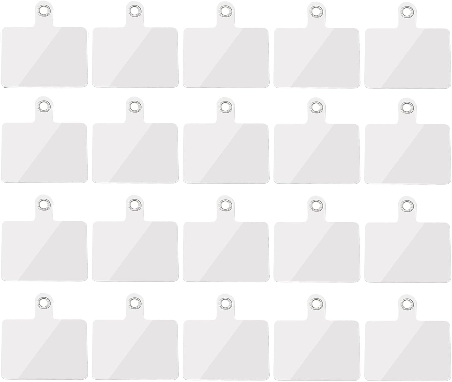 20 Pack Phone Tether Tab, Cellphone Lanyard Tab with Metal Ring, Universal Replacement Attachment PVC Cell Phone Patches Sticker Pad for All Full Phone iPhone Smartphone Cases, White