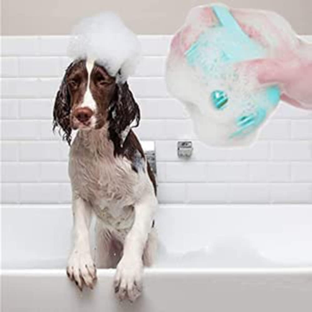 Kingston fabric Dog & Cat Hair Bath Brush (Combo of 3) Grooming Accessories | Soft Silicon Brush | Rubber Gloves | Cleaning Hand Brush (Color May Vary) (Blue, Pink & Yellow) 2