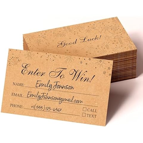 Gethelud 300 PCS Raffle Tickets, Enter to Luck Entry Form Cards with Space for Name, Email Address, Phone Number for Contest, Raffles, Ballot Box, 50/50, Auction (3.5” x 2”, Kraft Style) Cover