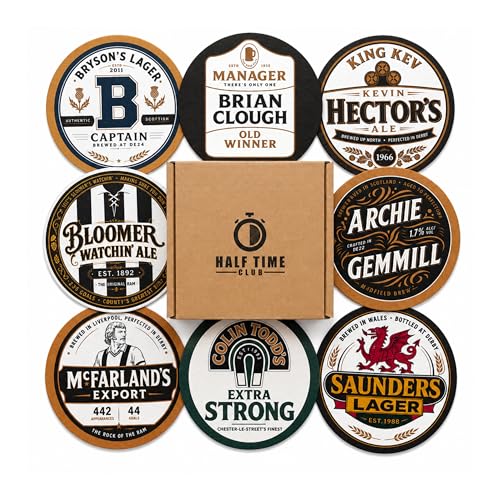 Derby County Football Beer Mat Coasters | 8-Pack Gift Set | Rams Fan Gift | DCFC Inspired Designs | Birthday Christmas Stocking Filler | Gifts for Men