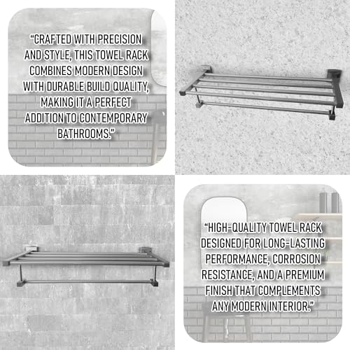Image of iBELL 60 cm (24-Inch) Aluminium Towel Rack for Bathroom | Towel Stand | Cloth Hanger for Bathroom | Bathroom Accessories