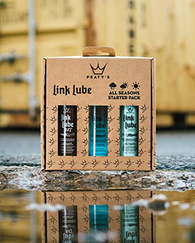 Peaty's LinkLube zestaw startowy do łańcucha rowerowego, na cały sezon, 60 ml, mokry, suchy i mieszany lubrykant pogodowy