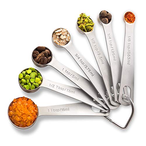 PALADA Stainless Set of 7-Small Tablespoon to 1/8 Metal Teaspoon Set Mini measuring
