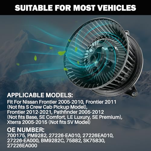 Image of 700175 AC Heater Blower Motor Fan Assembly Fit for Nissan Frontier 2005-2019, Pathfinder 2005-2012,Xterra Replaces 2005-2015 27226EA000, 27226EA010