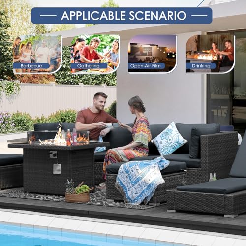 NICESOUL-Modern-Luxury-293-High-Back-Extra-Large-Size-Rattan-Patio-Furniture-Sectional-Sofa-Sets-with-GasPropane-Fire-Pit-Table-Outdoor-Conversation-Sets-with-Firepit-7-Pieces-Gray