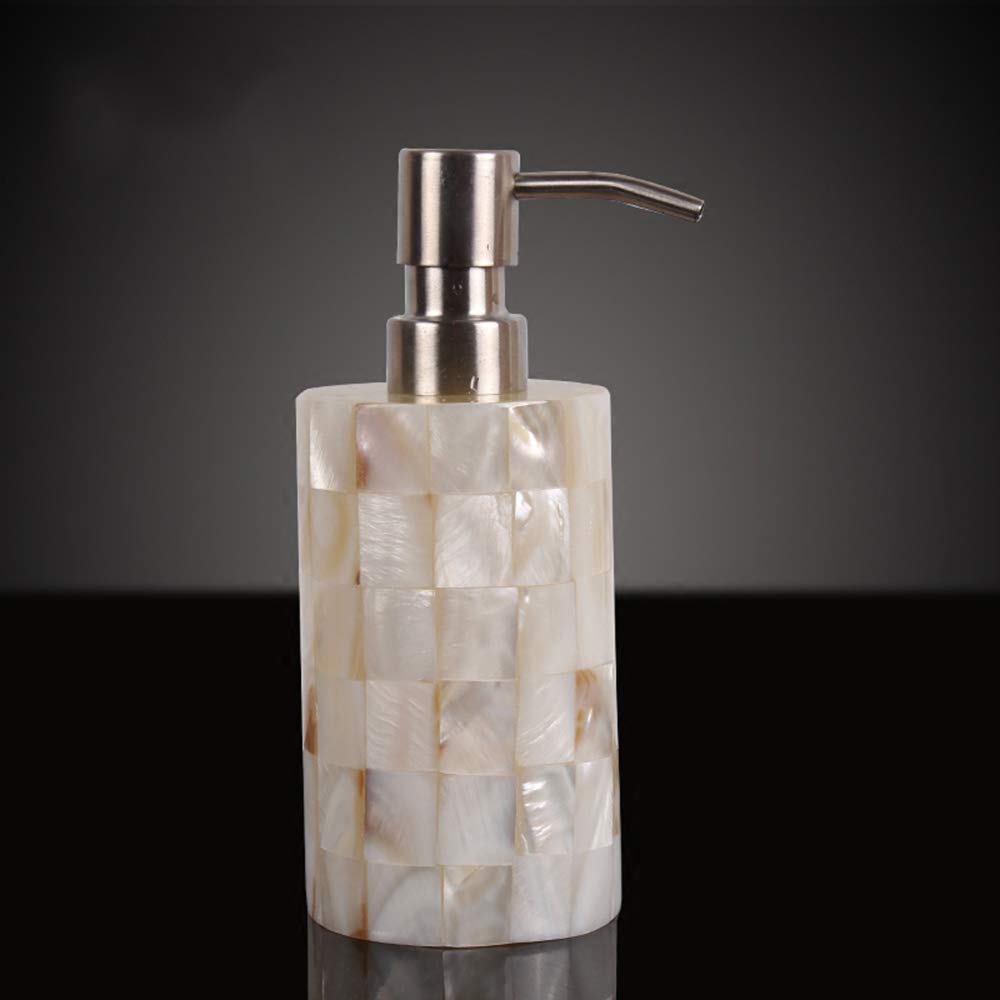 Juego de Accesorios de Baño de Resina Conjunto de Baño con Porta Cepillo de Dientes, 2 Tazas, Dispensador de Jabón Líquido, Jabonera, Concha Blanca,with Tray