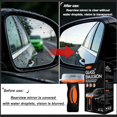 Image of 2Pcs Glass Oil Film Remover, Advanced Auto Glass Polish & Hydrophobic Coating with Ergonomic Applicator, Professional Windshield Restorer for Luxury Vehicles & Architectural Glass