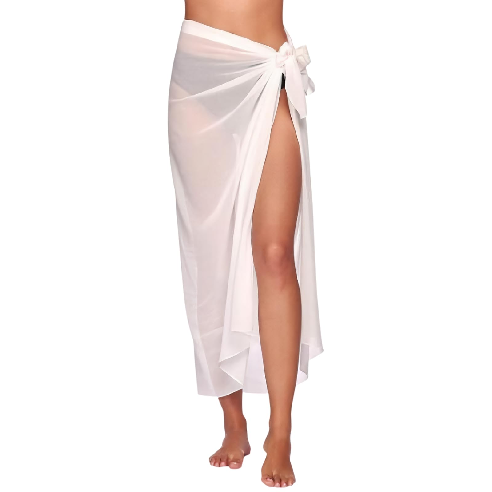 Figarge Damen Sarong Pareo Strand Wickelrock Sexy Chiffon Bikini Cover Up Lang Strandkleid Sommer Vertuschen Strandtuch Wickelrock Leicht Vertuschung Weich Wrap