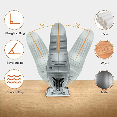 Electric Jigsaw Tool 800W Multi-Purpose Jigsaw Cutter, Laser Guide, 6 Variable Speed, 4 Orbital Sets, 0°-45° Bevel Cutting, Lock-On Switch, with Blades and Guide Ruler, for Plastic Wood Steel Cutting 4 Electric Jigsaw Tool 800W Multi-Purpose Jigsaw Cutter, Laser Guide, 6 Variable Speed, 4 Orbital Sets, 0°-45° Bevel Cutting, Lock-On Switch, with Blades and Guide Ruler, for Plastic Wood Steel Cutting - Image 4