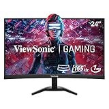 ViewSonic VX2468-PC-MHD 24 Inch Full HD 1080p 165Hz 1ms Curved Gaming Monitor with AMD FreeSync Premium Eye Care Frameless HDMI and Display Port