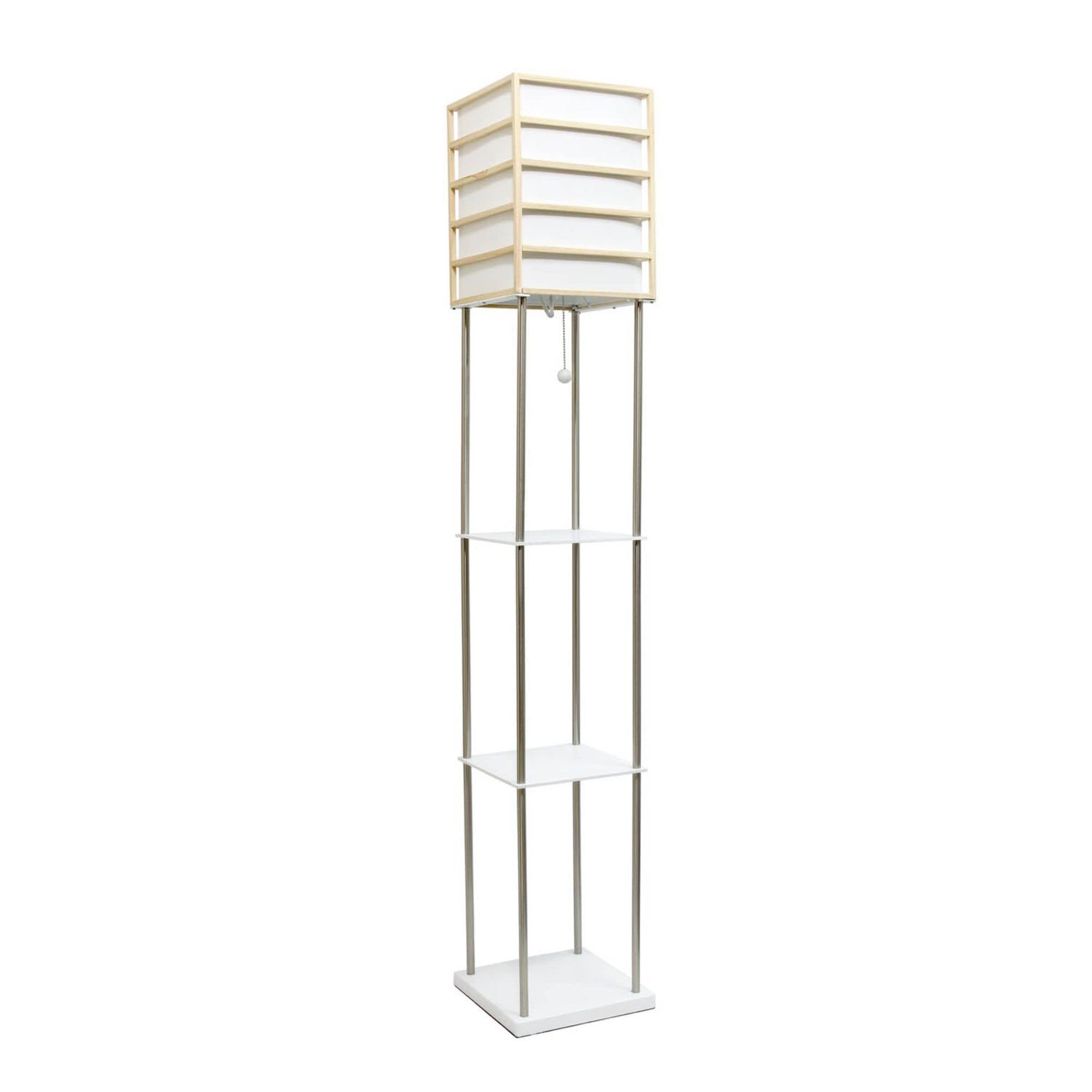 Elegant Designs Simple Designs LF1022-LWD 1 Metal Etagere Floor Lamp, Light Wood