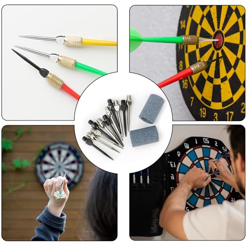 image for Cosmos 12 Pcs Steel Dart Tips with 2 Dart Sharpener, Dart Metal Tip Co