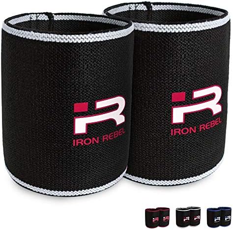 Iron Rebel Elbow Sleeves - Compression Support for Powerlifting, Bodybuilding, Training or Muscle Recovery For Men and Women - Black/White - 12.5 Inch (Pair)