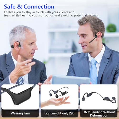 Image of Meetings Open-Ear Headphones with Rotatable Noise-Canceling Boom Mic, Bone Conduction Bluetooth 5.4 Headphones with One-Touch Mute&Magnetic Charging for All-Day Use,Perfect for Driving Learning(Gray)