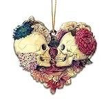 WODORO Skull Couple Love Christmas Ornament Tree Decor 2D Flat (Not 3D Ornament), Gifts for Couple,