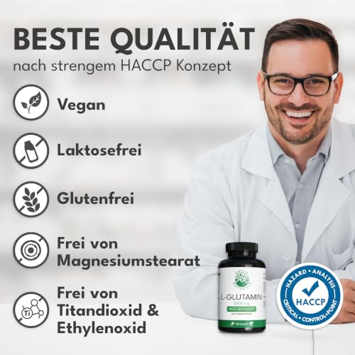 Green Naturals L-Glutamin – Hochdosiert: 3.000 mg – 240 Kapseln