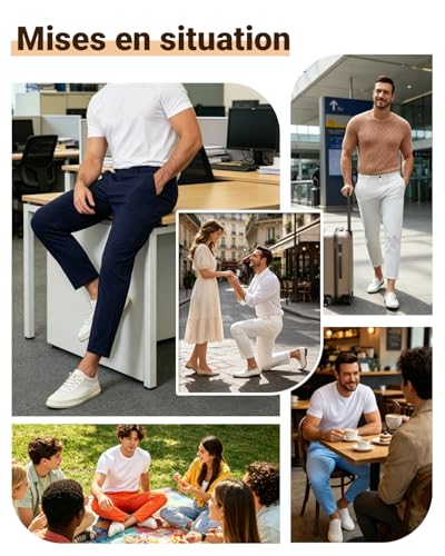 Pantalon extensible homme chino confort décontracté 7/8 - 5