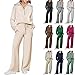 RXGOY Women's 2 Piece Outfits 2025 Casual Half Zip Wide Leg Pants Tracksuit Sets Lounge Set Travel Vacation Sweatsuits (US, Alpha, Large, Regular, Regular, Darkblue)