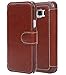 Galaxy S6 Active case, S6 Active Flip Case, E LV Samsung Galaxy S6 Active Case Cover - SLIM PU Leather Flip Folio Wallet Case Cover for Samsung Galaxy S6 Active - BROWN/BROWN