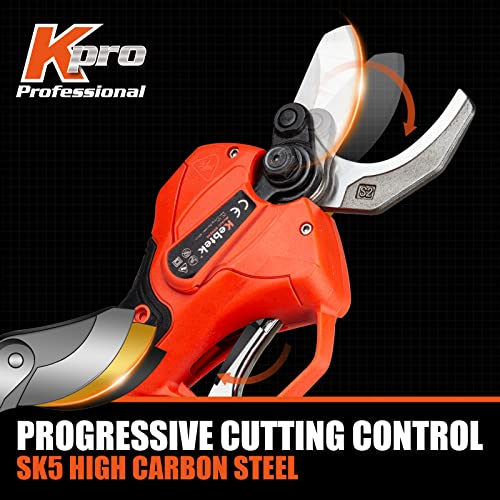 Kebtek Professional Electrci Pruning Shears 40MM, Electric Pruner Branch Cutter 25V Cordless Heavy Duty with 2 Pack 2Ah Rechargeable Batteries Brushless Motor- Upgraded Blade Version
