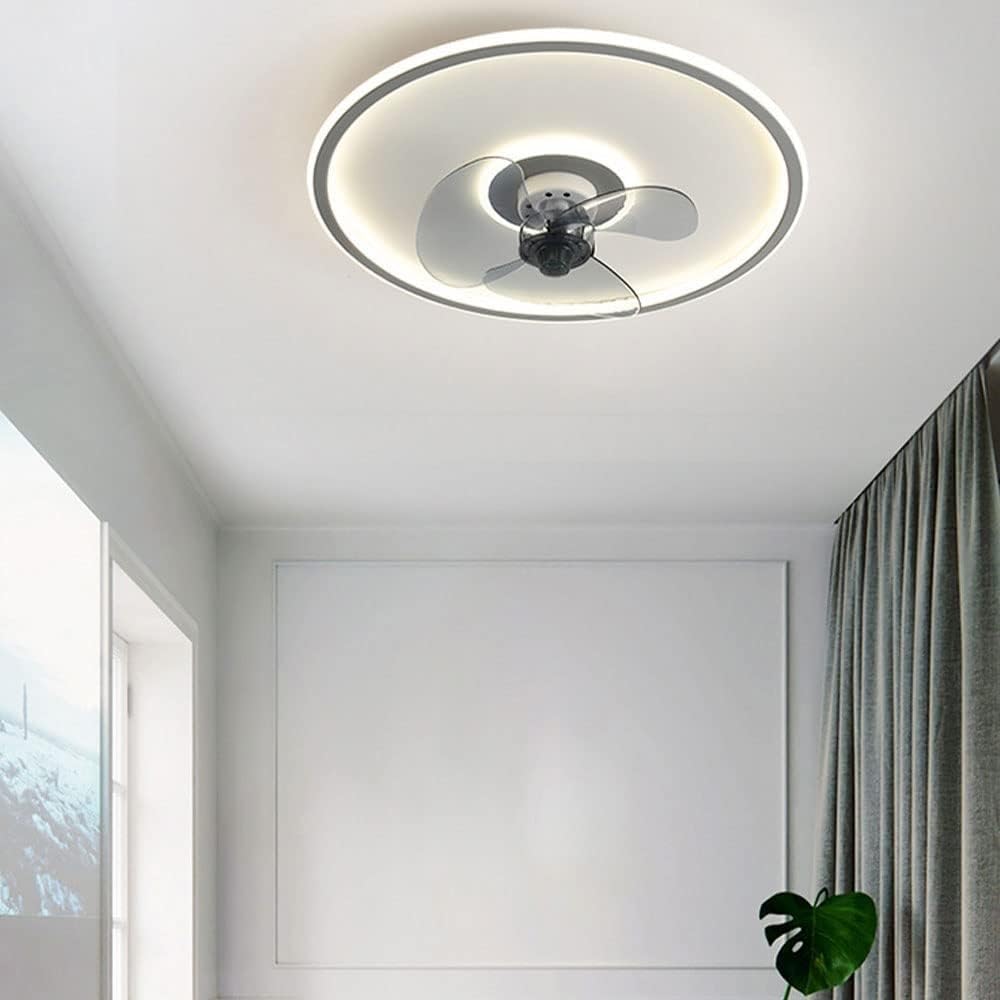 HXYSXHJUO Ceiling fan light LED Slim Mute Fan Light with Remote Control Dimmable 19.7 Inch Bedroom Living Room Dining Black (Black