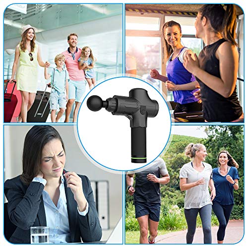 Massage Gun, 20 Speeds Adjustable Professional Handheld Deep Tissue Percussion Muscle Massager Quiet, 4 Heads Cordless Electric Massage Device for Pain Relief & Sports Relaxation (Black) - Thumbnail 7