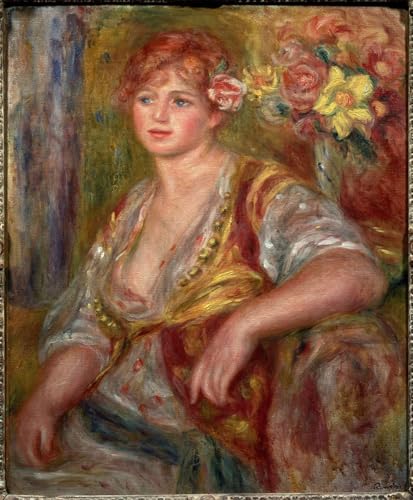 Tableau impressions d'art mural Renoir poster vintage blonde à la rose