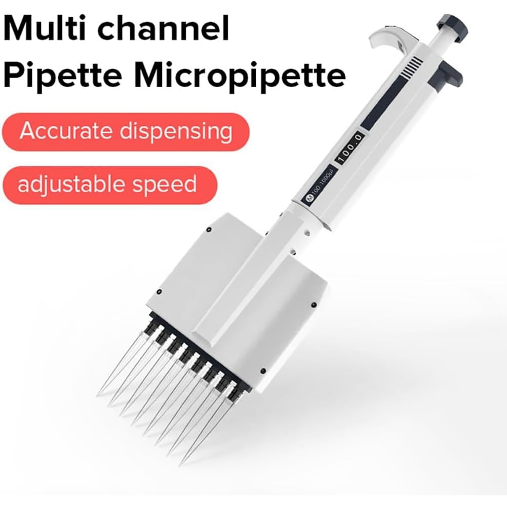 Pipeta de micropipeta multicanal de 8 canales, volumen ajustable 0.5ul-300ul, pantalla digital, punta giratoria de 360° para laboratorio