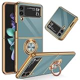 GUAGUA Compatible with Samsung Galaxy Z Flip 3 5G Case 6.7 Inch with 360° Ring Kickstand Magnetic Ca