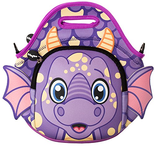 Fringoo Enfants école de Chambre d'enfant avec Isolation Thermique Cooler/Sac Isotherme avec Poche à Fermeture éclair/bandoulière, Néoprène, Dragon, 11.81 x 11.81 x 0.79 cm