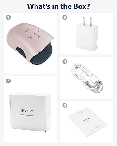 Miniatura 33 de CINCOM Masajeador de manos - Masajeador de manos inalámbrico con calor y compresión para artritis y túnel carpiano, regalos para mujeres (rosa)