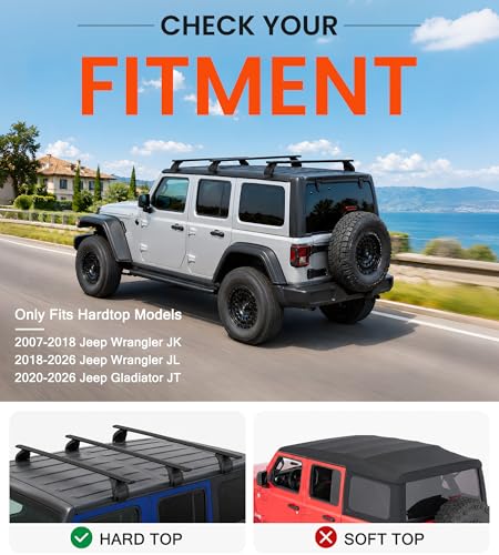 Image of Roof Rack Cross Bars for 2007-2026 Jeep Wrangler JK JL Gladiator