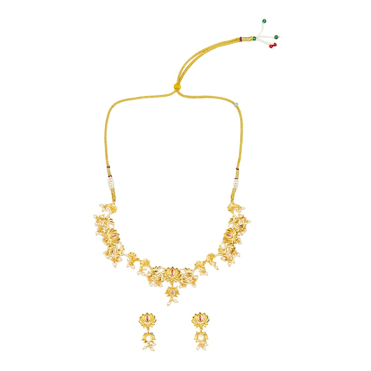 VOYLLA VoyllaApsara Faux Pearls Adorned Brass Lotus Motifs Gold Plated Jewellery Set (B0BL3S7JV9) Amazon Price History, Amazon Price Tracker