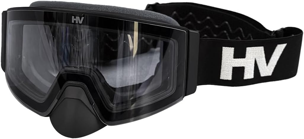 HeatWave Heated Goggles Electric Battery for Winter Activities Snowmobile Ski Snowboarding Anti Fog Dual Lens (Black with Clear Lens)