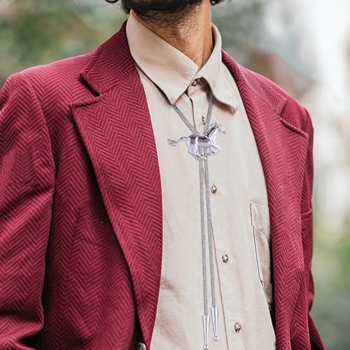 Image of HUABOLA CALYN Bolo Tie for Men Women, Native American Turquoise /Longhorn Bull /Eagle /Horse Bolo ties,Western Tie Costume