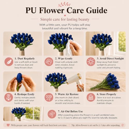 Image of Mandy's 20pcs Artificial Royal Blue Tulips