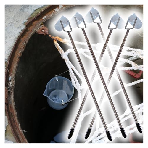 Sewage Wells Water Sampling Dipper, Stainless Steel Telescopic Rod Water Collector with 33.8fl oz PVC Sampler Bucket, for River Pool Pond Reservoir Water Quality Testing, 2 5 8 12 16 20 23 Ft(5pcs,2-4