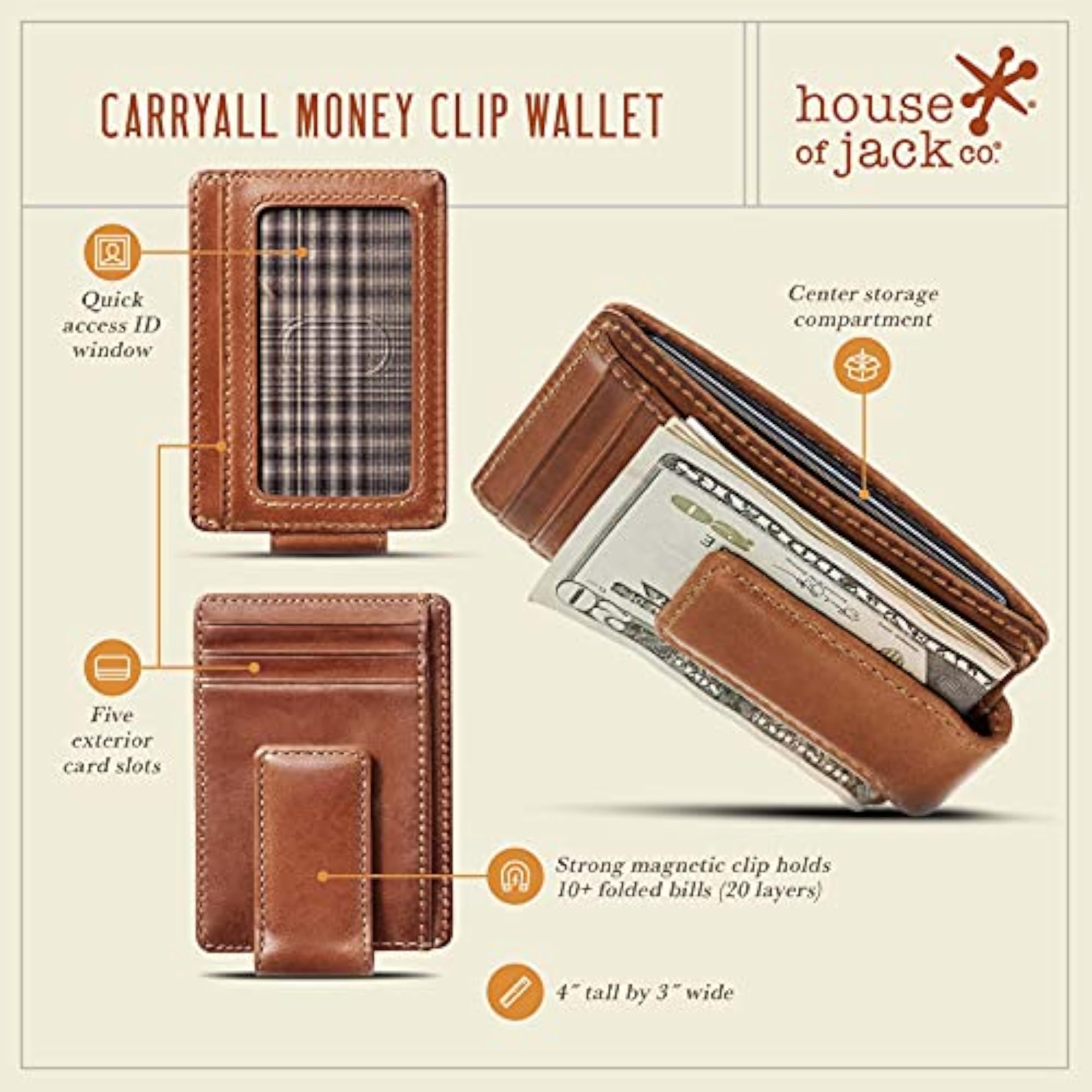 Carryall Men's Leather Money Clip Wallet