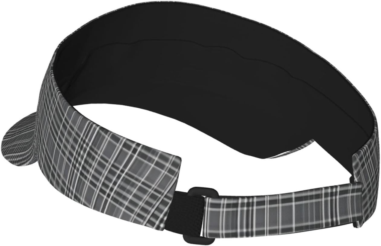 Gray Plaid Lines Print Foldable Sun Visor Hat Lightweight Adjustable Sun Visor Hat Outdoor Sports Cap for Adults