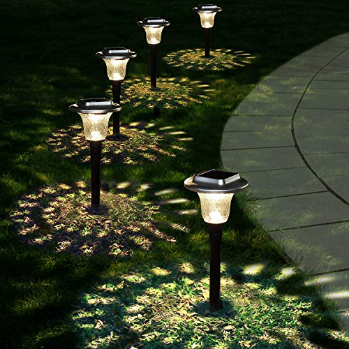 Umickoo Solar Outdoor Lights Garden, Color Changing Solar Lights Colorful Bright Glass Pathway Lights,Waterproof Solar Powered Landscape Path Lights For Lawn Walkway Yard Decorative #TOP2