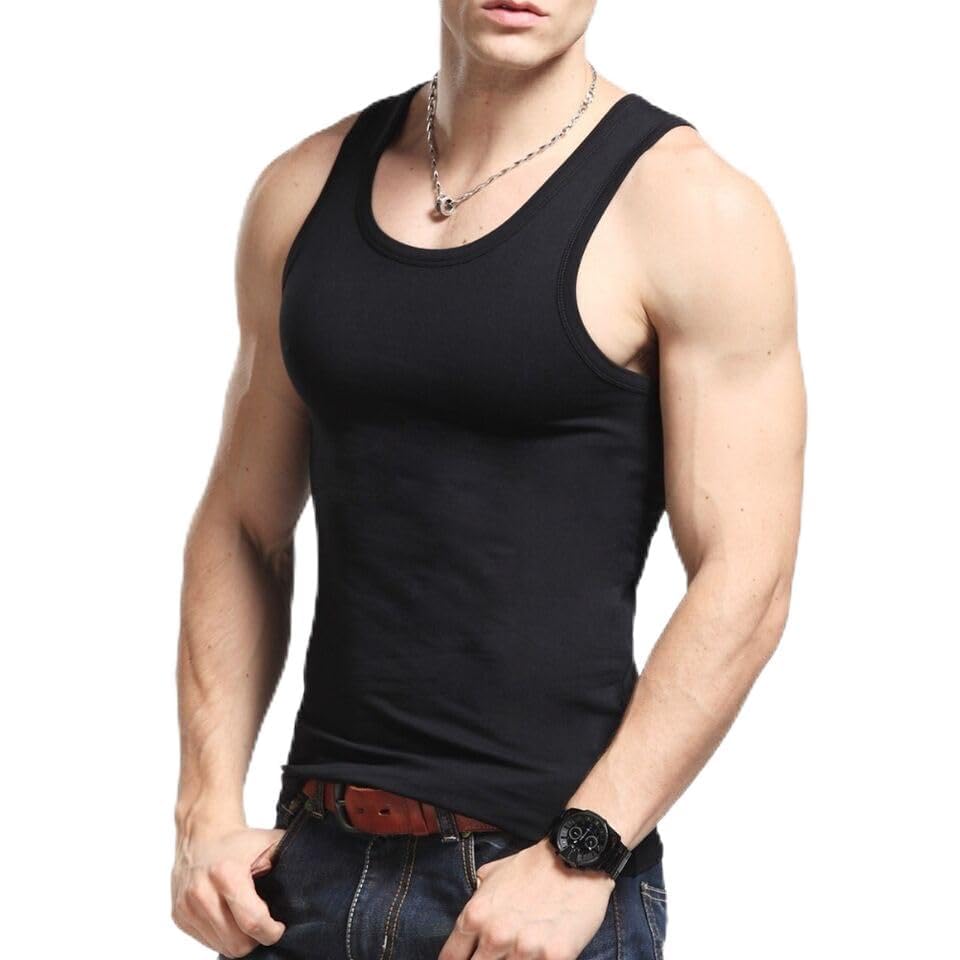 Men's Undershirts (Pack of 6) - Soft Cotton Blend, Tag Less A-Shirt Crew Neck - Comfortable Fit