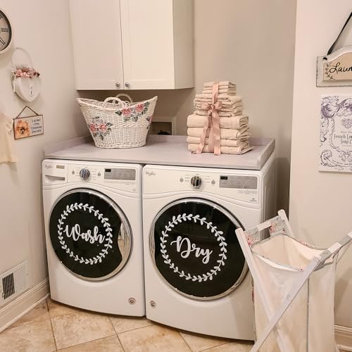 Kaboon Washer Dryer Countertop, Melamine Countertop with Edge Rails - 27.5" Depth x 54" Width Laundry Room Organization, White Rock