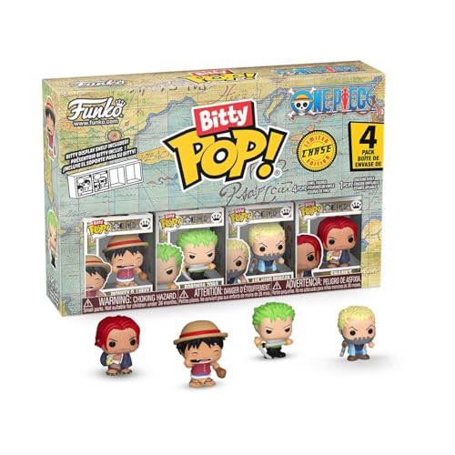 Funko Bitty Pop! One Piece - Luffy 4pk Y una Minifigura Misteriosa Sorpresa - 0.9 Inch (2.2 Cm) Coleccionable - Repisa Apilable Incluida - Idea de Regalo - Relleno para Bolsa de Regalos