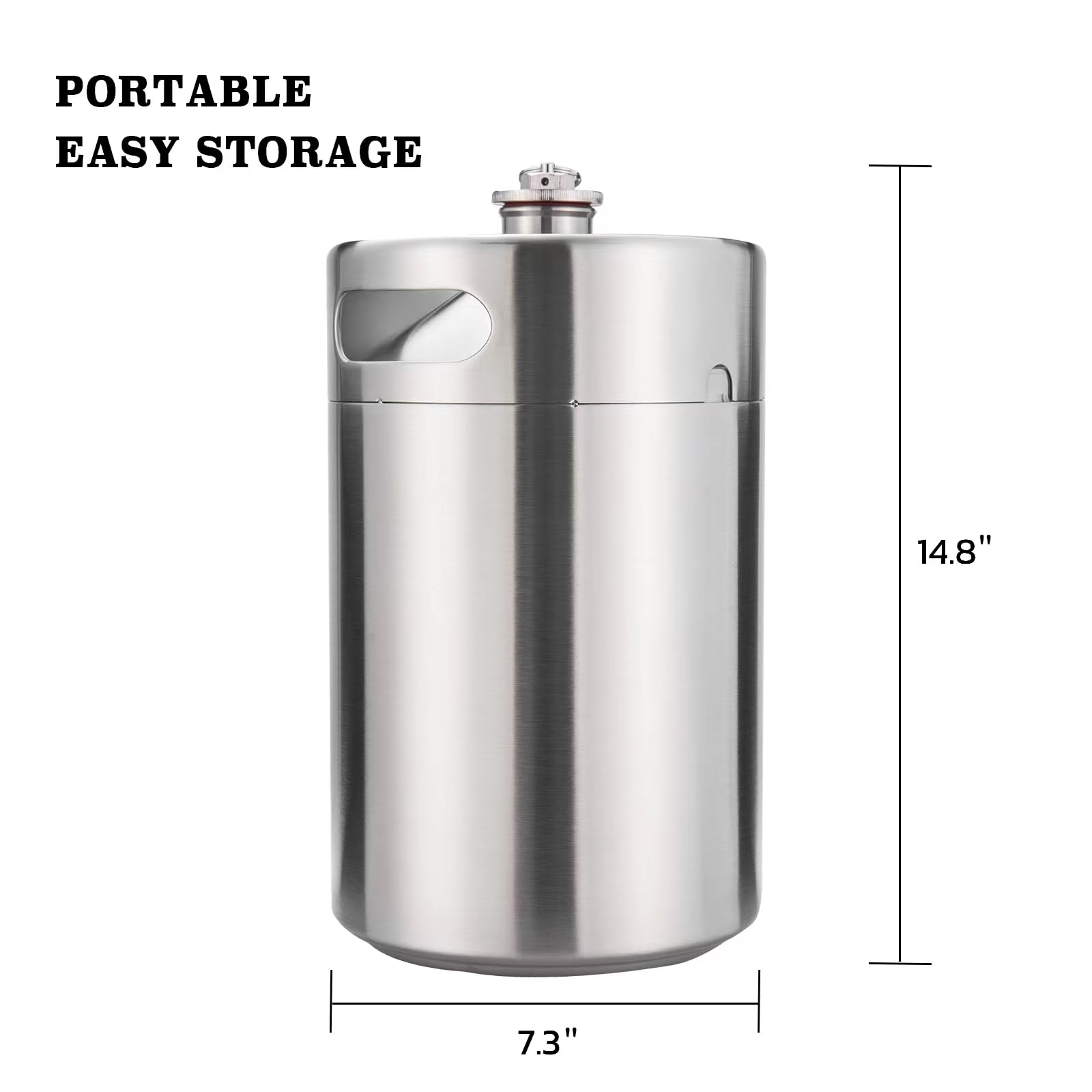 TMCRAFT 8 Liter Mini Growler Keg, tragbares Edelstahl-Bierfass mit Rotundität Spiraldeckel für Hausbrauen, Crafting und Fassbier - 2