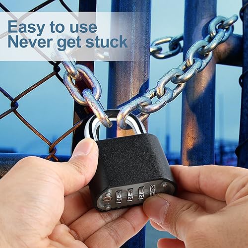Image of DELSWIN Heavy-Duty Combination Padlock Locker Lock - 4 Digit Combination Lock with Hardened Steel Shackle, Weatherproof Combo Lock for Outdoor, School Gym Locker, Fence, Shed, Gate, Trailer (4 Pack)