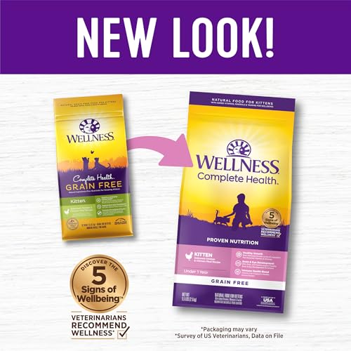 Image of Wellness Complete Health Kitten Dry Cat Food, Natural, Grain Free Kibble, Chicken Recipe, 5.5 lb Bag