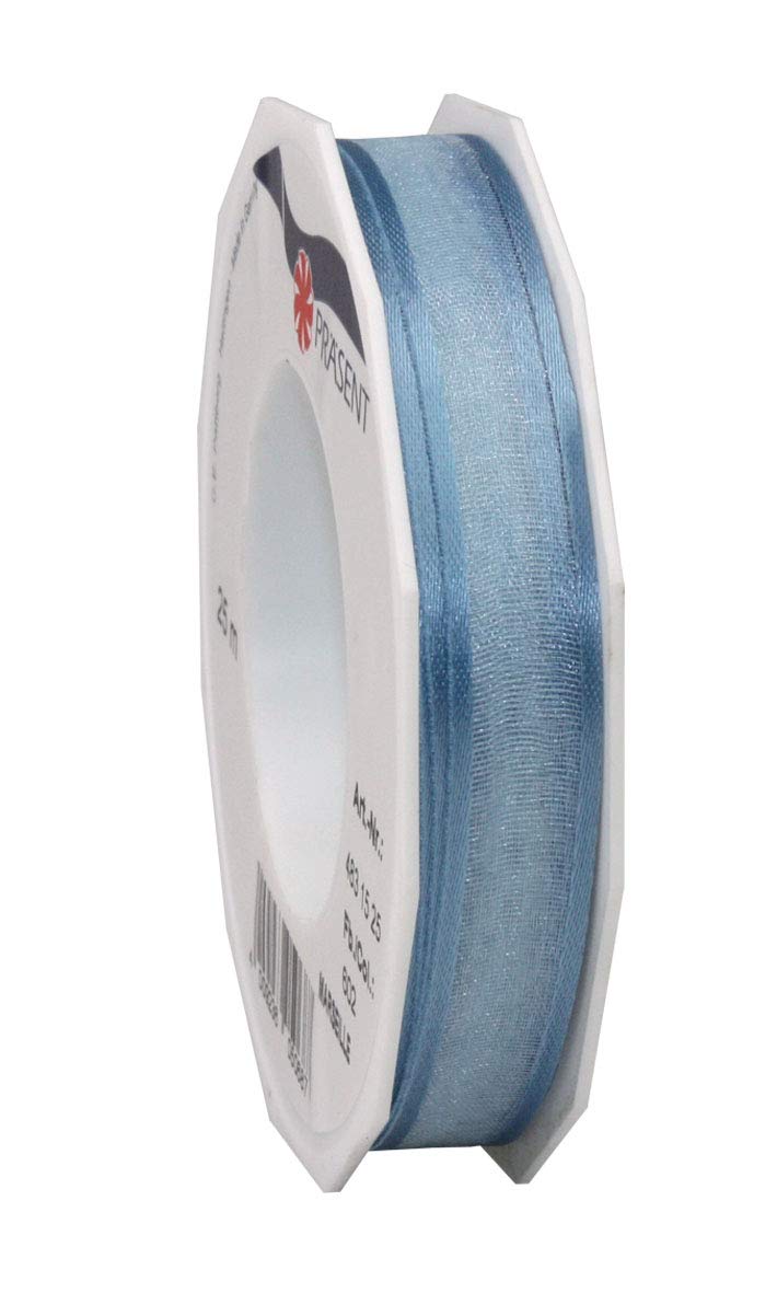Präsent - Marseille Wired Organza Ribbon Light Blue 15 mm Width, 25 m Length, Lime Green, 15 mm - 25 m
