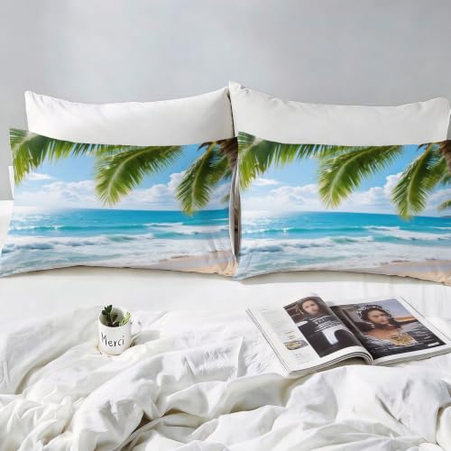 Housse de couette 220x240 imprimé plage microfibre infroissable