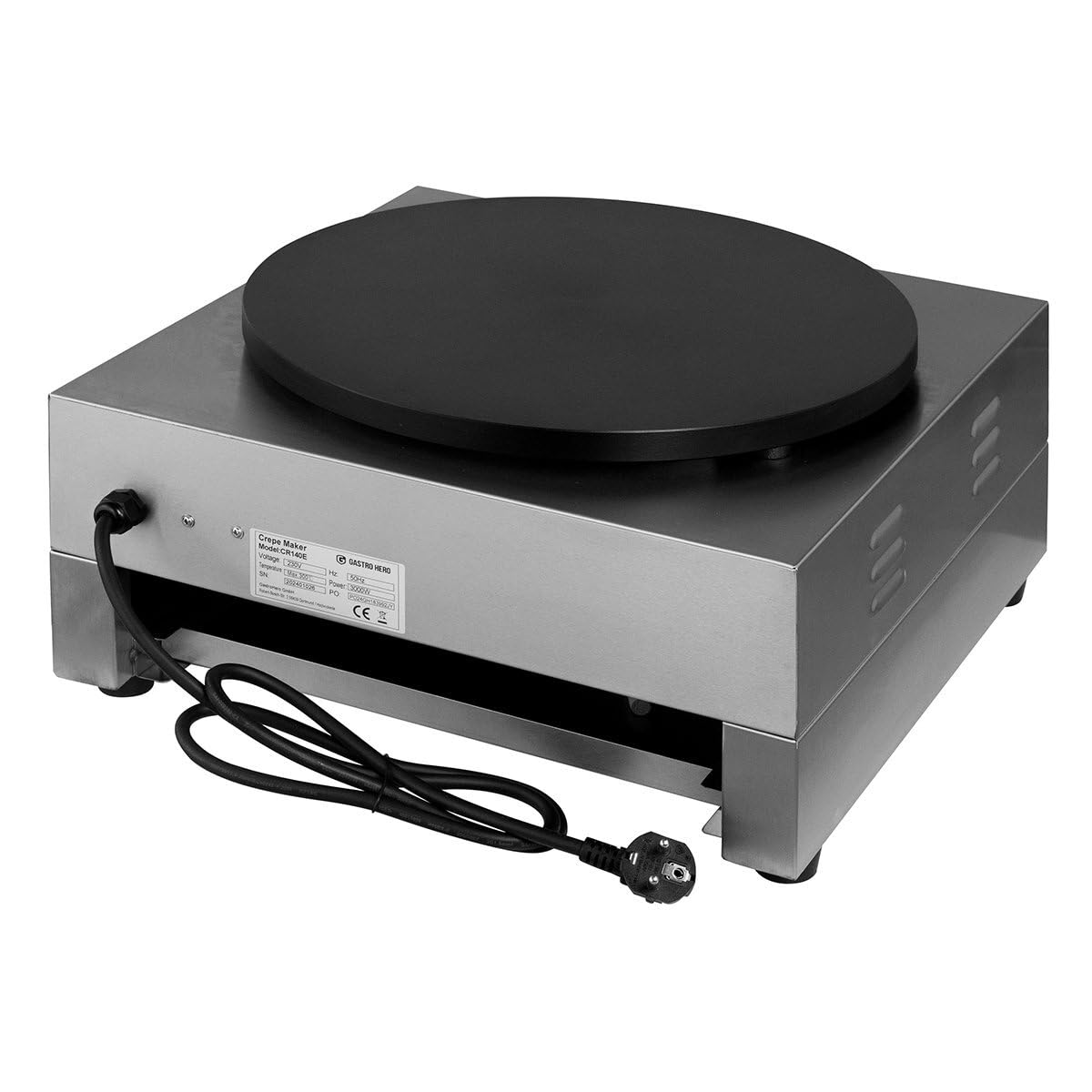 GastroHero Crêpes Ferro I Crepes Maker Ø 40 cm rivestito in teflon I Crepe Macchina per gastronomia con regolazione della temperatura I Instant Crepe Maker